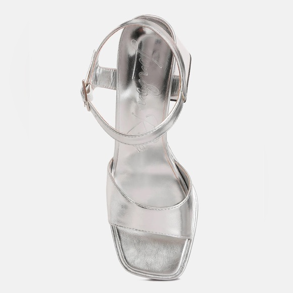 NWT London Rag Lofty Metallic Block Heel Platform Sandals in Silver - Size 8 US - Picture 4 of 11